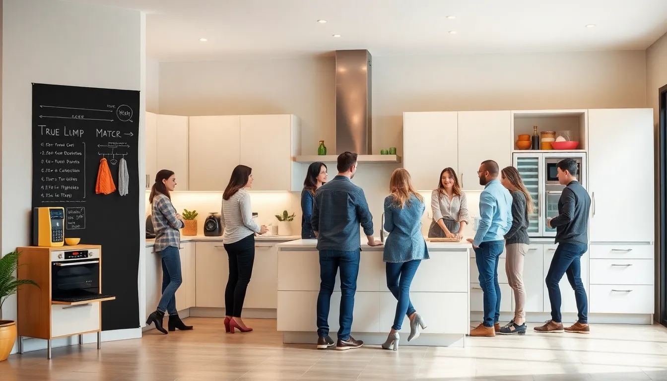 modern kitchen with diverse people showcasing Ikea kitchen hacks.